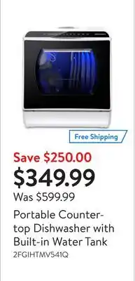 Walmart Portable countertop dishwasher with built-in water tank offer