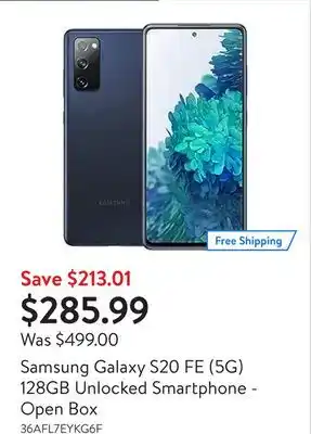 Walmart Samsung galaxy s20 fe (5g) 128gb unlocked smartphone - open box offer