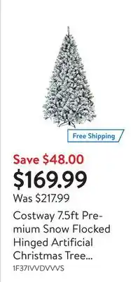 Walmart Costway 7.5ft premium snow flocked hinged artificial christmas tree unlit offer