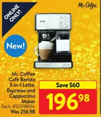 Walmart Mr. coffee café barista 3-in-1 latte, espresso and cappuccino maker offer