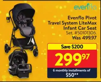 Walmart Evenflo pivot travel system litemax infant car seat offer