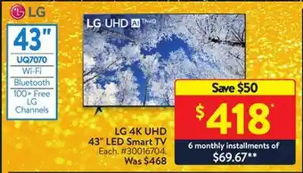 Walmart Lg 4k uhd 43 led smart tv offer