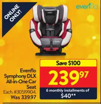 Walmart Evenflo symphony dlx all-in-one car seat offer