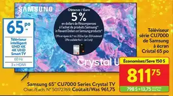Walmart Samsung 65 cu7000 series crystal tv offer