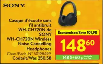 Walmart Sony wh-ch720n wireless noise cancelling headphones offer