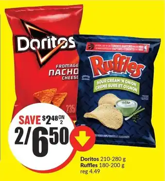 FreshCo Doritos 210-280g, Ruffles 180-200g offer