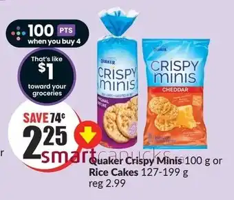 FreshCo Quaker Crispy Minis 100g or Rice Cakes 127-199g offer