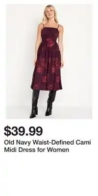 Old Navy Old navy waist-defined cami midi dress for women offer