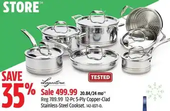 Canadian Tire Lagostina 12-pc 5-ply copper-clad stainless-steel cookset offer