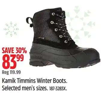 Canadian Tire Kamik timmins winter boots offer