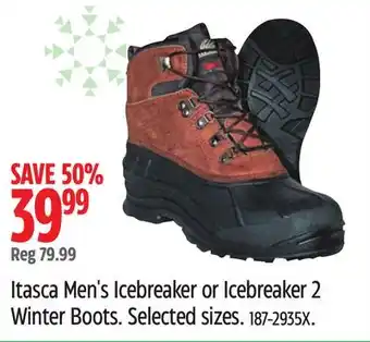 Canadian Tire Itasca men's icebreaker or icebreaker 2 winter boots offer