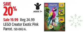 Canadian Tire Lego creator exotic pink parrot offer