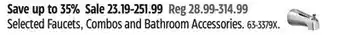 Canadian Tire Moen selected faucets, combos and bathroom accessories offer