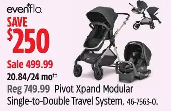 Canadian Tire Evenflo pivot xpand modular single-to-double travel system offer