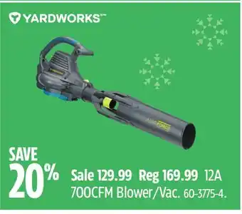 Canadian Tire Yardworks 12a 700cfm blower/vac offer