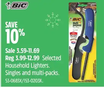 Canadian Tire Bic selected household lighters offer