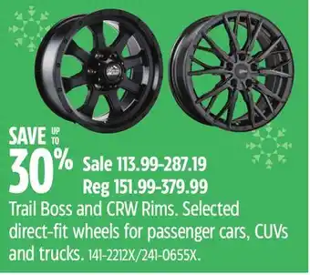 Canadian Tire Trail boss and crw rims offer