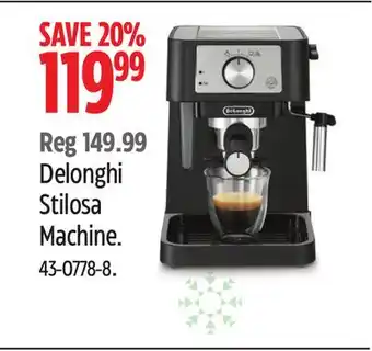 Canadian Tire Delonghi stilosa machine offer