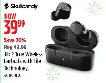 Canadian Tire Skullcandy jib 2 true wireless earbuds with tile technology offer