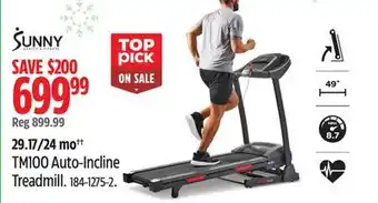 Canadian Tire Sunny tm100 auto-incline treadmill offer