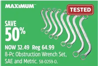 Canadian Tire Maximum 8-pc obstruction wrench set, sae and metric offer