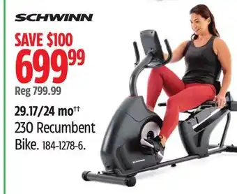 Canadian Tire Schwinn 230 recumbent bike offer