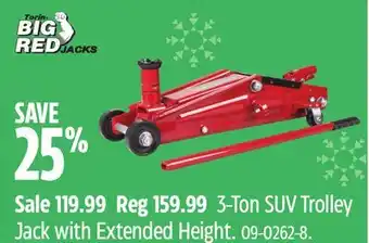 Canadian Tire Big red 3-ton suv trolley jack with extended height offer