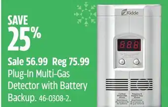 Canadian Tire Kidde plug-in multi-gas detector with battery backup offer