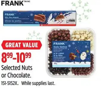 Canadian Tire Frank selected nuts or chocolate offer