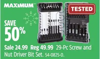 Canadian Tire Maximum 29-pc screw and nut driver bit set offer