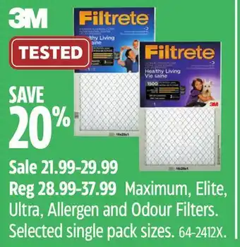 Canadian Tire Filtrete maximum, elite, ultra, allergen and odour filters offer