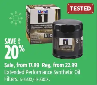 Canadian Tire Mobil 1 extended performance synthetic oil filters offer