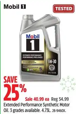Canadian Tire Mobil 1 extended performance synthetic motor oil offer