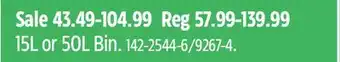 Canadian Tire Type a 15l or 50l bin offer