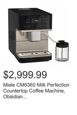 Costco Miele cm6360 milk perfection countertop coffee machine, obsidian black with clean steel metallic finish offer