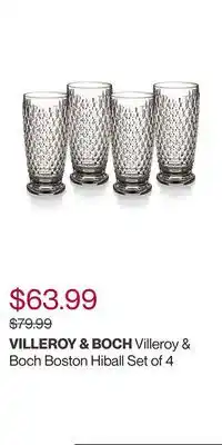 Hudson's Bay Villeroy & boch boston hiball set of 4 offer