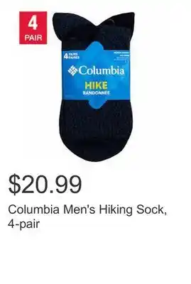 Costco Columbia men's hiking sock, 4-pair offer