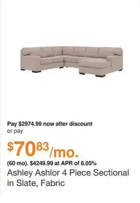 Ashley Furniture Ashley ashlor 4 piece sectional in slate, fabric offer