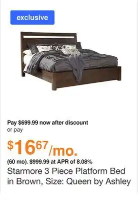 Ashley Furniture Starmore 3 piece platform bed in brown, size: queen by ashley offer