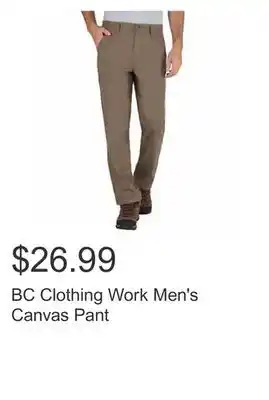 Costco Bc clothing work men's canvas pant offer