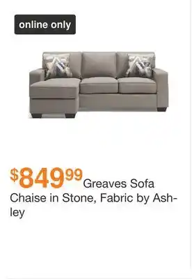 Ashley Furniture Greaves sofa chaise in stone, fabric by ashley offer