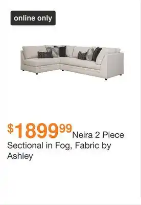 Ashley Furniture Neira 2 piece sectional in fog, fabric by ashley offer