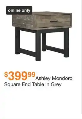 Ashley Furniture Ashley mondoro square end table in grey offer