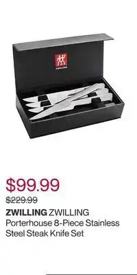 Hudson's Bay Zwilling porterhouse 8-piece stainless steel steak knife set offer