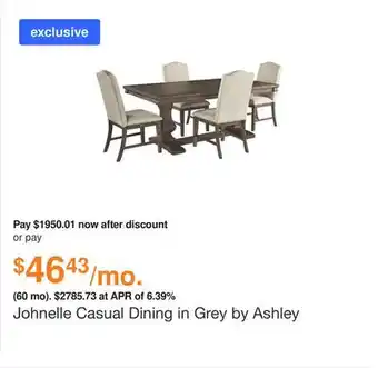 Ashley Furniture Johnelle casual dining in grey by ashley offer