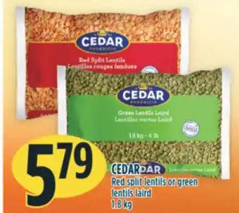 Marché Adonis Cedar red split lentils or green lentils laird offer