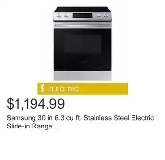 Costco Samsung 30 in 6.3 cu ft. stainless steel electric slide-in range with self clean offer