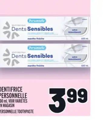 Metro Dentifrice personnelle | personnelle toothpaste offer