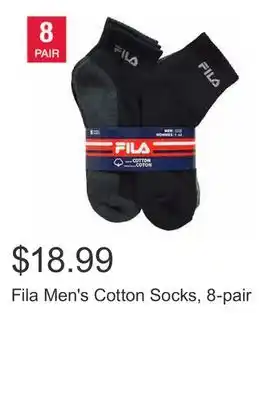 Costco Fila men's cotton socks, 8-pair offer
