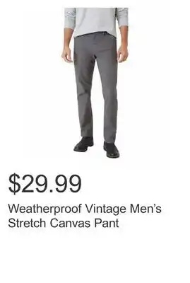 Costco Weatherproof vintage men's stretch canvas pant offer